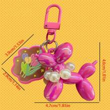 Cute Bubble Puppy Beaded Keychain D Ring Decorative Accessory 1PC - Hot Pink - View 4