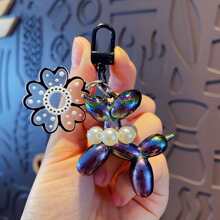 1入組鈴鐺串珠手帶和鑰匙圈適合男士和女士,精美車鑰匙鏈後背包吊墜 - 黑色 - 查看 1