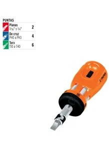 Desarmador Tipo Trompo Matraca 6 Puntas Doble Truper dtrom-12 - Naranja - Ver 2