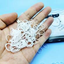 1000pcs Solid Disposable Hair Tie, Hair Accessories - White - View 2