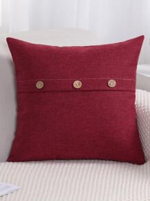 1個鈕扣裝飾靠墊套（不含內芯）,布料裝飾靠墊套,適用於客廳家飾 - 酒紅色 - 查看 4