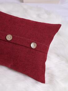 1個鈕扣裝飾靠墊套（不含內芯）,布料裝飾靠墊套,適用於客廳家飾 - 酒紅色 - 查看 3