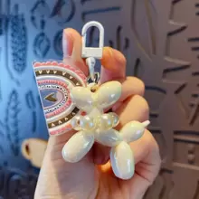 Móc khóa hình chó đính hạt hình bong bóng dễ thương cho xe hơi, phụ kiện trang trí túi xách xe hơi, túi xách, ba lô cho trường học phong cách Goth Y2k - trắng - Xem 1