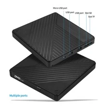 External CD DVD Drive, USB 3.0 & Type C DVD/CD ROM Burner, CD DVD +/-RW Optical Disk Drive Reader, With USB And TF/SD Slots Slim Portable Writer Player For Laptop Windows 11 10 PC Linux OS - Black - View 2