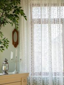 Lãng mạn Tiếng Pháp Quốc gia Phong cách Thêu Hoa mỏng Rèm Với Ren trắng Lưới Đối với Cửa sổ Tách biệt Và Tủ , Khoan Cài đặt , Phòng ngủ , 1 Bảng Với Dán Túi - trắng - Xem 6