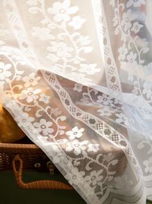 Lãng mạn Tiếng Pháp Quốc gia Phong cách Thêu Hoa mỏng Rèm Với Ren trắng Lưới Đối với Cửa sổ Tách biệt Và Tủ , Khoan Cài đặt , Phòng ngủ , 1 Bảng Với Dán Túi - trắng - Xem 4