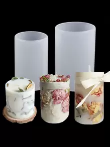 1pc 3d Cylinder Shape Candle Mold, Handmade Diy Silicone Mold For Candle Making