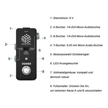 Donner Mini Guitar Effect Pedal ABY Box Line Selector AB Switch Noise Reduction for Electric Guitar Bass Home Studio Live Performance True Bypass - Black - View 7