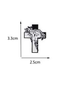 1 件耶稣珐琅别针定制信仰胸针翻领徽章基督教宗教珠宝礼物送给朋友 - 黑與白 - 查看 5