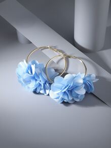 1pair Yellow Fabric Flower Design Ear Cuff - Yellow - View 15