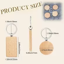 Wooden Keychain Blanks, 10 Pcs Blank Wood Keychains For Personalized DIY Crafts, Round Wood Keyring Blanks For DIY Key Chains, Christmas Pendants, Wall Hangings, Bag Decorations, Pet Tags Casual - Apricot - View 3