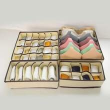 1 Bộ hộp đựng đồ lót màu xám, hộp đựng tất và đồ lót, hộp đựng đồ vải cho ngăn kéo, hộp đựng tủ quần áo, hộp đựng áo ngực, tất, đồ lót và cà vạt, ngăn chia ngăn kéo đựng quần áo - Màu be - Xem 3