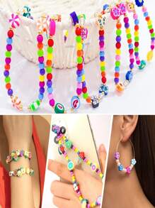 28-Grid Random Color Rainbow 6mm DIY Beading Kit For Bracelet, Necklace, Earring Making, Including Round Pearl Beads, Tools & Gift Box, Suitable For Girls, Children, And Adults