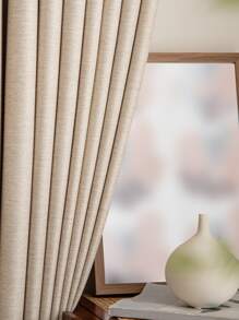 2入組現代簡約人造亞麻遮光隔熱窗簾