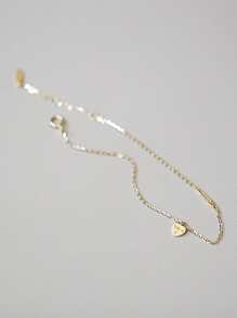 1只 S925 純銀心形和迴紋針形極簡手鍊，節日禮物