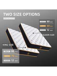 Ovios 12 Inch Medium Firm King Mattress, Cooling Gel Memory Foam Mattress, Black And White Hybrid Mattress In A Box - 黑色 - 查看 8