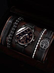 5 件/套男士休闲石英表作为返校学生的礼物