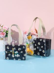 1pc/2pcs/5pcs 透明印花礼品袋 购物收纳袋，礼品包装袋，派对节日装饰，日常收纳包装袋，婚礼装饰伴娘礼物，母亲节礼品包装