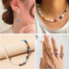 2 cajas kit de pulseras de cuentas de mal de ojo, cuentas de semillas de cristal de 0.118 in para hacer joyas, amuleto de ojo malvado de color dorado para hacer pulseras, cuentas pequeñas de 34 colores para mujeres y niñas, manualidades, regalo de bricolaje - Multicolor - Ver 4