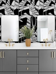 1pc Leaf Pattern Thickened Moisture-proof Wallpaper - Black and White - View 6