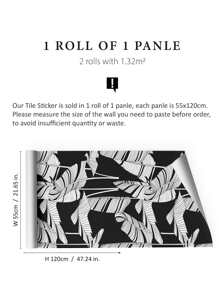 1pc Leaf Pattern Thickened Moisture-proof Wallpaper - Black and White - View 4