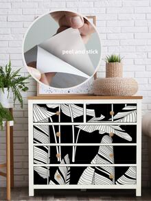 1pc Leaf Pattern Thickened Moisture-proof Wallpaper - Black and White - View 3