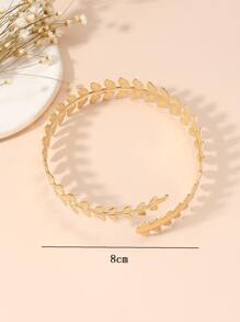 1pc Multicolored Adjustable Gothic Punk Style Feather, Leaves, Floral Pattern Metal Armlet - Yellow Gold - View 3