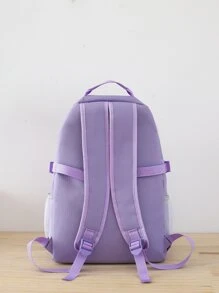 5pcs/Set Casual Purple College Style Combination Bag School Bag Set For Graduate, Teen Girls, Freshman, Sophomore, Junior & Senior In College, University & High School, Perfect For Outdoors ,Travel & Back To School - Purple - View 2