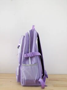 5pcs/Set Casual Purple College Style Combination Bag School Bag Set For Graduate, Teen Girls, Freshman, Sophomore, Junior & Senior In College, University & High School, Perfect For Outdoors ,Travel & Back To School - Purple - View 4