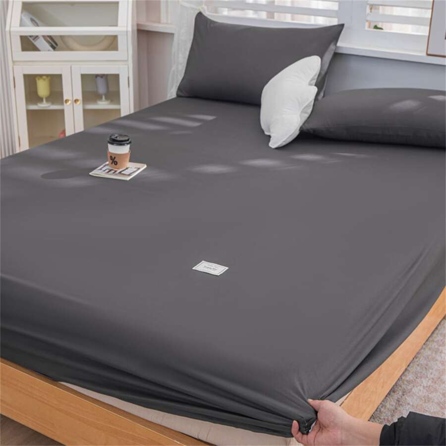 Solid Thickened Brushed Fitted Sheet Made Of Natural Cashmere
