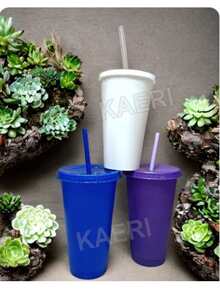 Plastic Cup With Lid And Straw, For Water, Juice