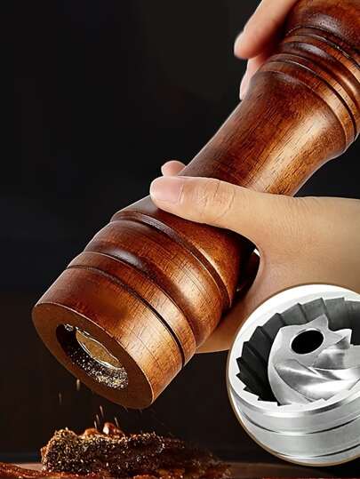 1pc Wooden Pepper Grinder, Classical Style Spice Mill