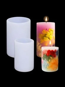 1pc 3d Cylinder Shape Candle Mold, Handmade Diy Silicone Mold For Candle Making
