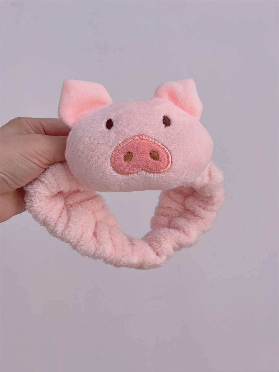 1 chiếc băng đô hình heo hồng hoạt hình dễ thương, có thể cá nhân hóa, dùng để rửa mặt và buộc tóc. - Hồng - Xem 1