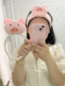 1 chiếc băng đô hình heo hồng hoạt hình dễ thương, có thể cá nhân hóa, dùng để rửa mặt và buộc tóc. - Hồng - Xem 8