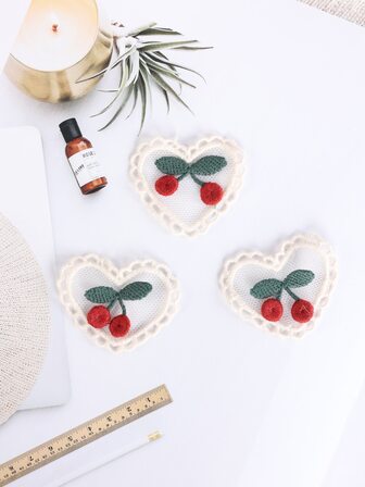 6入組復古可愛櫻桃形狀首飾配件DIY服裝髮夾工藝用品