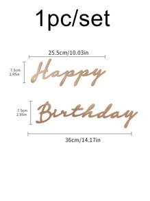 1pc Non-Woven Fabric Birthday Banner - Coffee Brown - View 2