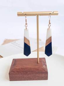 2pcs Wooden Geometric Drop Earrings - Multicolor - View 3
