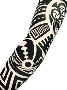 1 件男女通用 Y2K 风格随机纹身印花臂套户外防晒袖套，适合户外运动、遮阳和日常通勤 - 米色 - 查看 2