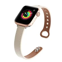 Stitch Detail Watchband Tương thích với Apple Watch - Màu be - Xem 2