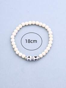 2 Cái/bộ DIY Tùy Chỉnh Tên Trang Sức Đính Hạt Trắng Đen Đính Hạt Vuông 26 Chữ Cái Trái Tim Vòng Tay Cặp Đôi Cho Bạn Gái Tặng - Nhiều màu - Xem 3
