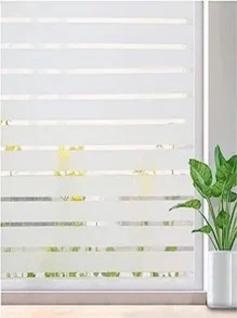 1 Cuộn Nhựa PVC Dán Cửa Sổ, Trắng Hiện Đại Họa Tiết Sọc Trắng Chống Tia UV Chống Nhìn Trộm Miếng Dán Cửa Sổ Cho Văn Phòng - trắng - Xem 5