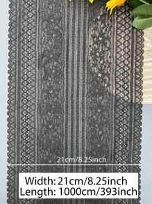 1pc Floral Embroidered DIY Webbing Lace - Black - View 5