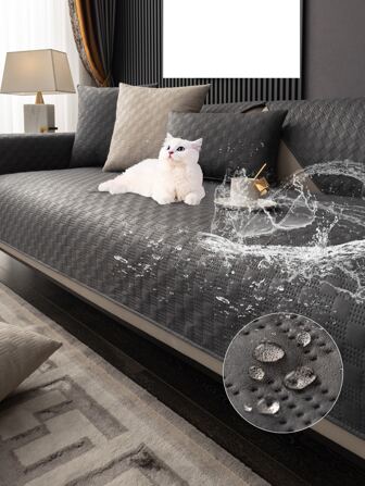 1 pieza Funda de sofá impermeable con resistente a los arañazos oscuro gris