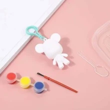 1set Acrylic Paint Set And Creative Fluid Bear Keychain Kit - Orange - View 1