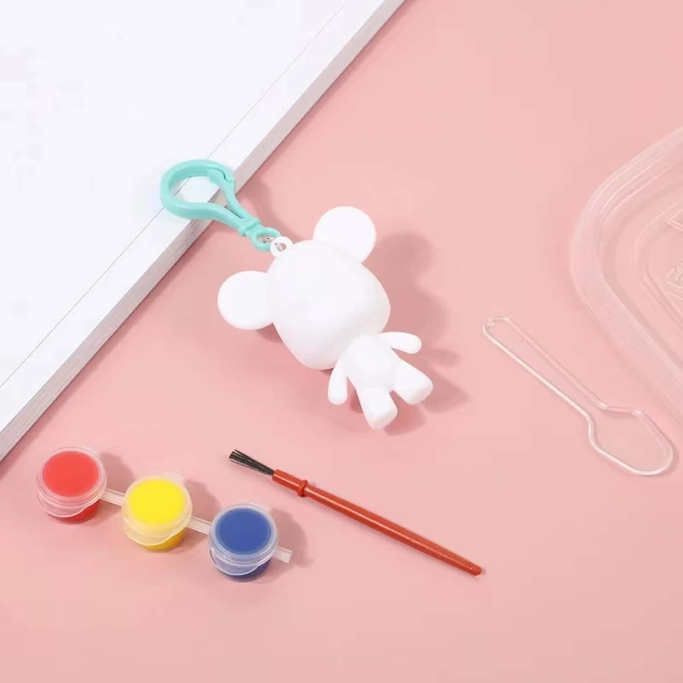 1set Acrylic Paint Set And Creative Fluid Bear Keychain Kit - Orange - View 1