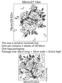2入組花朵圖案牆貼 - 彩色 - 查看 6