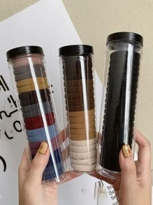 20个高弹力发圈，休闲头饰 - 黑色 - 查看 1