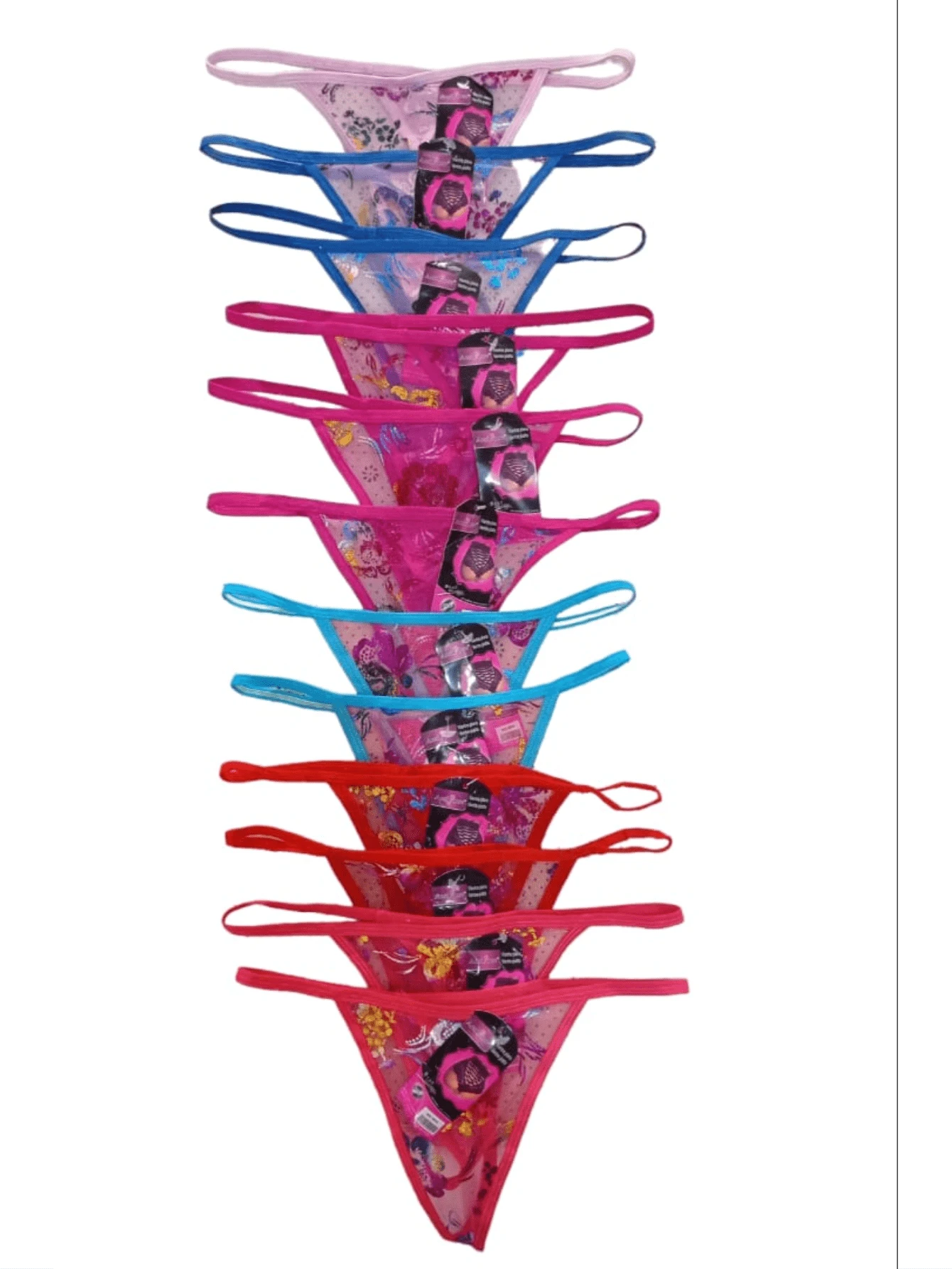 Paquete de 12 Piezas Tanga Sexi Atrevida Transparencia Lenceria Hilo Dental Unitalla - Multicolor - Ver 1