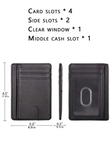 Cartera de bolsillo frontal delgada Travel Malist con bloqueo RFID con relieve de lichi, color negro, liviana, portátil, para tarjetas de identificación, para trabajadores de cuello blanco, vacaciones, para aniversario, para regalo de cumpleaños, accesorios de regalo, portatarjetas de regalo, tarjetero, billetera, tarjetero de negocios, tarjetero de crédito para hombres, mini billetera, billetera para tarjetas